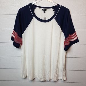 Torrid Tee Raglan Embroidered Size 2X